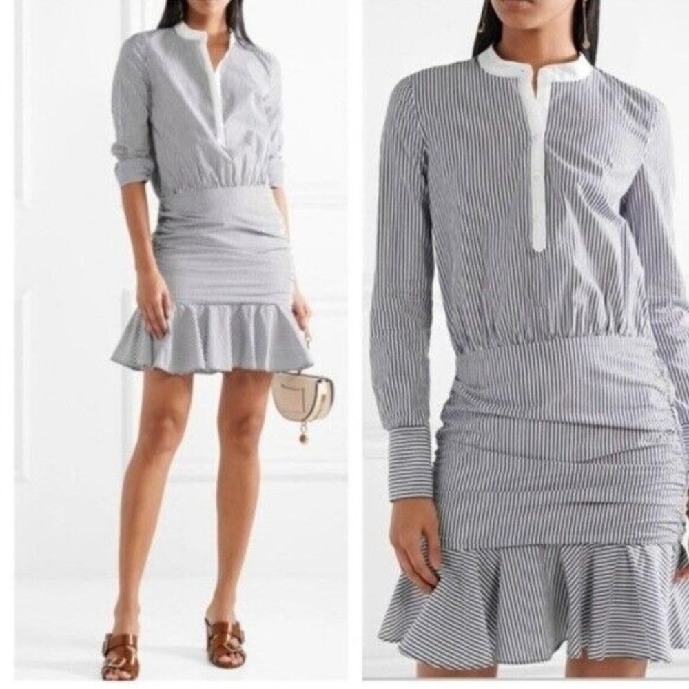 Veronica Beard Jeans "Everett" Blue & White Stripe Shirt Dress, Size Medium